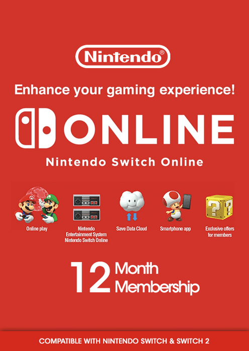 Nintendo Switch Online 12 Months Membership Switch & Switch 2 (Europe & UK)