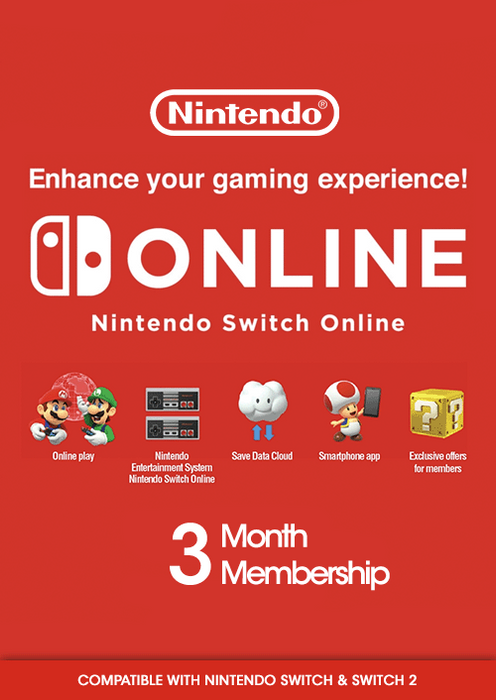 Nintendo Switch Online 3 Months Membership Switch & Switch 2 (Europe & UK)